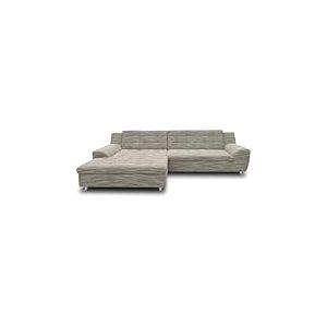 DOMO. Collection Morton Canap&eacute; d'angle Convertible en Forme de L en Tissu tiss&eacute; avec Fonction Convertible - Mobilier rembourr&eacute; - 304 x 200 x 84 cm (l x p x h) - Blanc/Gris
