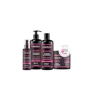 Kerargan - Ensemble Ultra R&eacute;parateur Shampoing, Apr&egrave;s-shampoing, Masque & S&eacute;rum &agrave; la K&eacute;ratine pour Cheveux Ab&icirc;m&eacute;s et Stress&eacute;s - Revitalise & Prot&egrave;ge - Sans Sulfate, OGM, Silicone - 3x500 ml + 100 ml