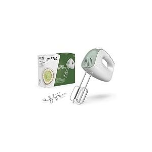 Imetec Crea & Crema Batteur Électrique, Fouets Extra-Longs pour Pâtes Sucrées et Crème Fouettée, Crochets de Pétrissage en Acier Inoxydable, 5 Vitesses, Fonction Turbo, Design Ergonomique, 500 W