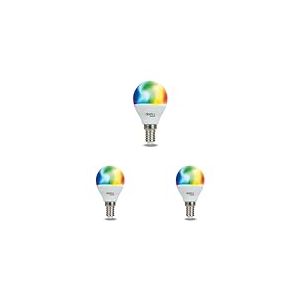 Beghelli - Ampoule LED Alexa Smart SFERA E14 5W RGB-CCT WiFi, Compatible avec l'Application, Domotique Facile, Contr&ocirc;le Vocal, R&eacute;glage des Couleurs (Lot de 3)