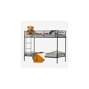 MEUBLE COSY Lit superposé 2 Places 90x190cm Cadre de Lits en métal pour Enfant Adulte, Style Industriel, Noir