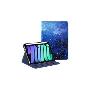 FINTIE Étui Folio pour iPad Mini 6 2021, Support Intelligent Multi-Angle avec Porte-Crayon et Poche, Mise en Veille/réveil Automatique pour iPad Mini 6ème génération 8,3", Ciel étoilé
