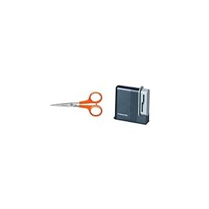 Fiskars Ciseaux de Précision, Classic, Longueur : 13 cm, Pour Droitiers et Gauchers & Aiguiseur à ciseaux, Pour ciseaux de droitier, Pierre à aiguiser en céramique
