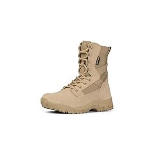 FREE SOLDIER Chaussures de Randonnée Hommes Bottes Militaires de Haut-Niveau Bottes Tactiques de Combat Mid High Chaussures à Lacets Tout Terrain Souliers(Sable Couleur,45EU)