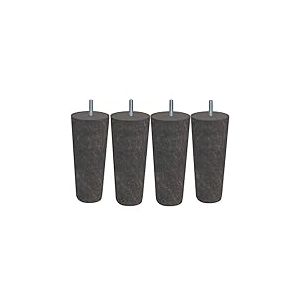 MARGOT 3700527849249 Cottage Conique Lot de 4 Pieds de lit Bois Ch&ecirc;ne gris&eacute; Hauteur 17 cm