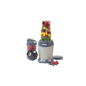 Petra PT2002V4SILVERVDEEU7 NutriMax Mixeur, Blender Polyvalent pour Smoothies, Jus & Soupe, 1000W, 2 Gobelets et Couvercles Sans BPA (1 x 800ml, 1 x 1L) , Boissons Maker pour milk-shakes et Cocktails