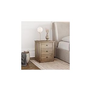 Vida Designs Home Discount Table de Chevet à 3 tiroirs en pin Massif Ciré pour Chambre à Coucher, Marron