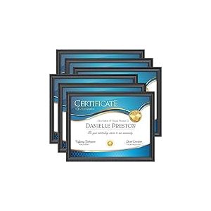 Icona Bay - Lot de 6 cadres de certificat de 21,6 x 27,9 cm - Noir - Moulure magnifiquement détaillée - Cadres de documents contemporains - Fixation murale ou dessus de table - Collection Inspirations
