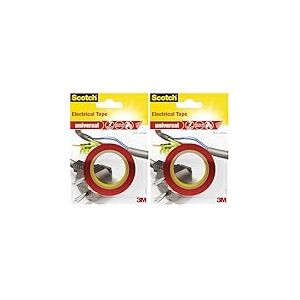 3M Scotch Ruban Electrique 10 m x 15 mm Rouge (Lot de 2)