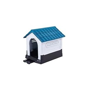 Lanco - Chenil pour Petits Chiens avec Toilettes. Utilisation intérieure et extérieure avec grilles d'aération. Matériau résistant. 68x55x66cm. Bleu et Blanc.