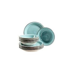 M&Auml;SER Bel Tempo, Set de assiettes en gr&egrave;s Turquoise (Bel Tempo Ii).