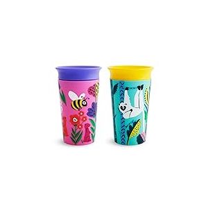 Munchkin Tasse Miracle WildLove 360 | Tasse Tout-Petits | Tasses Sippy Bébé & Tout-Petits Sans BPA | Non-Coulante | Leakproof | 9oz/266ml | 2 Pack | Lemur/abeille