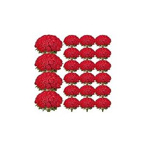 VEVOR Rose Artificielle Lot de 500 Fleurs Artificielles 508 mm Bouquets de Fausses Fleurs Aspect Réaliste avec Tête de Rose 70 mm, pour Décoration Intérieure, Fêtes, Mariages, Centres de Table, Rouge