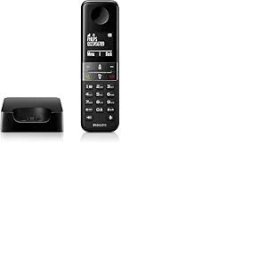 Philips - Téléphone DECT D4701B sans Fil - écran 4,6cm - Noir - Plug-and-Play - Conception optimisée