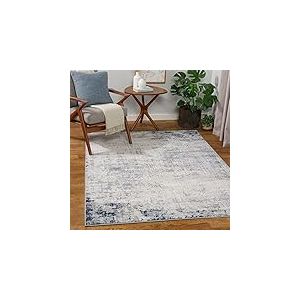 Livabliss Utrecht Tapis Moderne Abstrait - Tapis Salon, Salle à Manger, Chambre Adulte et Ado, Cuisine - Design Marbre Moucheté Multicolore, Poil Ras Doux 160x215 cm - Bleu, Gris, Ivoire