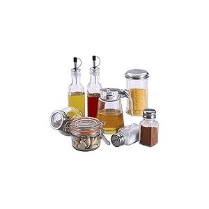 Renberg Crystal – Set Étagère à épices, 8 pièces, Acier Inoxydable