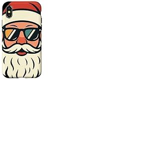 P&egrave;re No&euml;l Cool avec Lunettes Santa Head Retro Christmas Coque pour iPhone X/XS