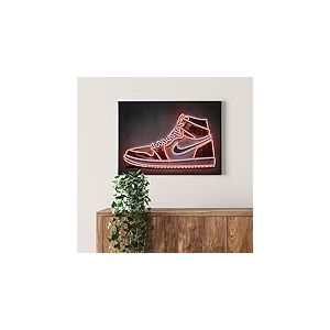 A.S. Cr&eacute;ation WTD Impression sur toile Motif baskets Noir/rouge 70 x 50 cm Format paysage D&eacute;coration murale pour chambre d'adolescent sur ch&acirc;ssis