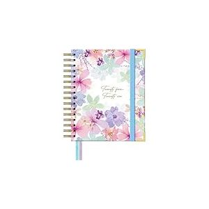 Takenote Agenda 2025 2026 - Taille A5 (16,5x20,5 cm), Un Jour Par Page, Format Académique de Septembre à Août, Spirale Double Wire’o, Bilingue : Espagnol et Anglais - Violet