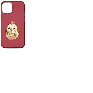 Poulet Bantam Japonais Mangeant des Nouilles Ramen Kawaii Mignonnes Coque pour iPhone 12/12 Pro