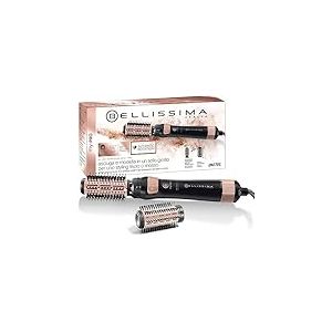 Bellissima Brosse Soufflante Ionique BHS4 1100 - Séchage Efficace 1000w, 2 Brosses de 40 et 50 mm - Ondulations et Lissage Doux - 2 Réglages Débit d'Air pour Personnalisation et Fixation Coiffure