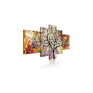 DekoArte 429 - Impression Sur Toile Moderne D'Images Artistiques Num&eacute;ris&eacute;es | Toile D&eacute;corative Pour Votre Salon Ou Votre Chambre | Art Abstrait L'Arbre De La Vie De Gustav Klimt | 5 Pi&egrave;ces 180x85cm