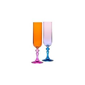 Krosno &ndash; Fl&ucirc;tes &agrave; Champagne et Prosecco Color&eacute;es &ndash; 2 x 220 ml &ndash; Collection Bubble &ndash; Rose-Orange &ndash; Cristal sans Plomb &ndash; Peintes &agrave; la Main