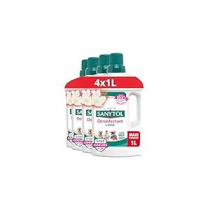 Sanytol - Désinfectant Linge Stop Odeurs - Parfum Fleurs Blanches - 4 x 1L - Bactéricide, Virucide - Sans Javel - Préserve Fibres et Couleurs à Toutes Températures