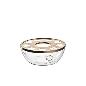 LEONARDO HOME Tè per Te 077393 Réchaud pour Bougie Chauffe-Plat en Verre Borosilicate avec Couvercle en métal Fabriqué à la Main Hauteur 6,5 cm, Ø 15 cm Passe au Lave-Vaisselle 1 Chauffe-thé