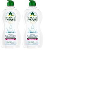 Maison Verte - Sensitive - Liquide Vaisselle - 0% Allerg&egrave;nes Parfum - D&eacute;graissant &agrave; Froid - Pour Peaux Sensibles - 95% d'ingr&eacute;dients d'origine naturelle - 500ml (Lot de 2)