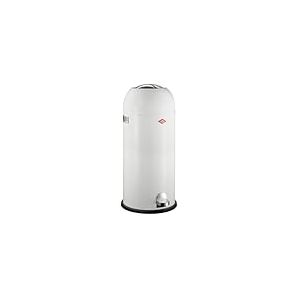 WESCO Kickmaster Maxi Poubelle de couleur blanche, tôle d'acier revêtue par pulvérisation, amortisseur intégré, volume de 40 litres, grande ouverture