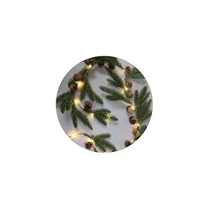 Brightium Guirlande LED à piles de 1,4 m avec branches de pin et ananas, idéale pour décorer les fêtes et créer des ambiances chaleureuses.