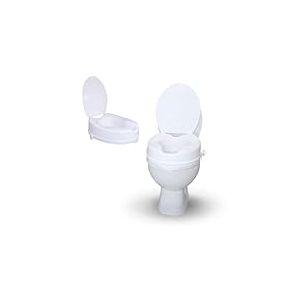 Mobiclinic, Rehausseur wc adulte, 10 cm, Mod. titán, Marque européenne, Siège de toilette surélevé, Couvercle, Pour personnes agées, Mobilité réduite, Blanc