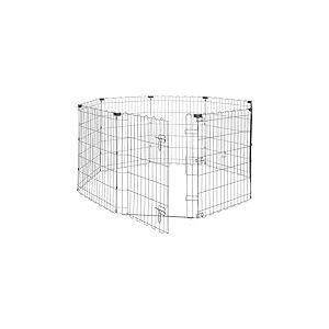 Amazon Basics Octogonal, carré, rectangulaire Parc de jeu et d’exercice pliable en métal pour chiens et animaux de compagnie Avec porte, 152.4 x 152.4 x 76.2 cm de haut, Noir