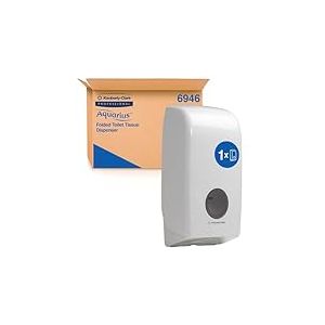 Distributeur de papier toilette plié Aquarius 6946 - 1 x distributeur blanc de papier toilette feuille à feuille