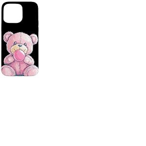 Costume d'ours en peluche rose avec chewing-gum bulles Coque pour iPhone 15 Pro Max