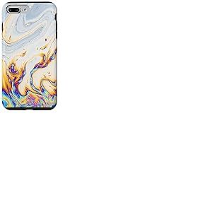 Huile Liquide Glitch &agrave; Motif d'encre Blanche, Bleue et Orange Coque pour iPhone 7 Plus/8 Plus