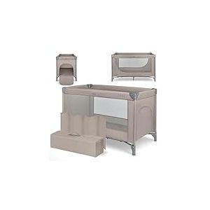 KikkaBoo Lit Parapluie B&eacute;b&eacute; Pliable Compact So Gifted, Lit de Voyage L&eacute;ger 120x60 cm, Jusqu&rsquo;&agrave; 15 kg, sans Matelas, Sac de Transport Inclus, Beige