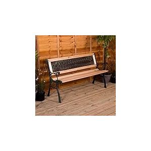 Garden Vida Banc de Jardin 3 Places Design Croisé en Bois avec Lattes en Fonte