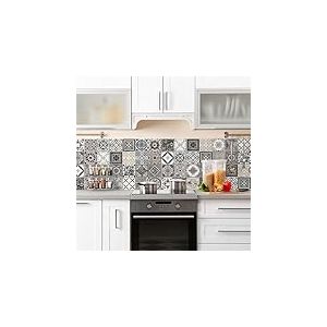 Cr&eacute;dence adh&eacute;sive cuisine PVC 260_x_60_cm Azulejos anciens Rouleau adhesif decoratif 100% fabriqu&eacute; en Italie, avec encre non toxique, ignifuge et r&eacute;sistant &agrave; l'eau