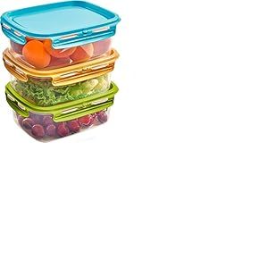Snips, SnipsLock MIXCOLOR, Set de 3 Contenants pour Aliments, Boîtes alimentaires 3 x 1,8 LT, Rectangulaire, 23,5 x 18,5 x 13 cm, Made in Italy
