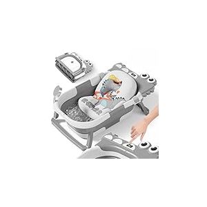Baignoire Bébé Pliable XXL Avec Coussin De Bain Bebe Et Thermomètre Intégré - Baignoire Enfant Avec Siege De Bain Pour Bebe - baignoire Bebe Sur Pied - Idéal Pour Cadeau De Naissance Fille Ou Garçon