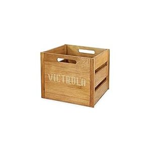 Victrola Caisse en bois &ndash; Support d'album de table et organisateur pour tous les disques, peut contenir plus de 50 vinyles, finition bois chic, installation facile, design &eacute;l&eacute;gant
