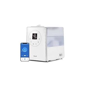 LEVOIT Humidificateur d'Air 6L Haut Remplissage, Intelligent WiFi Froid et Chaud pour Bébé, 26dB Silencieux avec Veilleuse, Surveille La Humidité, Minuterie, Jusqu'à 60H, LV600S, LUH-A602S-WEU