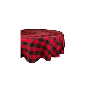 DII Buffalo Check Collection Nappe Classique en Coton, Rouge/Noir, 180 cm, Ronde