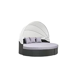 MICTONY Housse de Coussin de Rechange pour lit de Jour d'extérieur de 167,6 cm avec Bande élastique, Housse de Coussin de lit Rond d'extérieur Uniquement (lit de Jour Non Inclus) - Gris