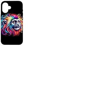 Illustration Animale de l'esprit de Singe Tamarin Cool Tie Dye Art Coque pour iPhone 16