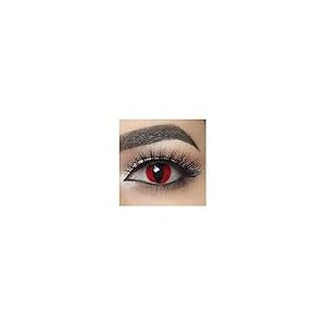 MYSA LENS® Lentilles De Contact De Couleur Fantaisie Crazy Halloween Cosplay Yeux De Chat Oeil De Chat Rouge Serpent Red Cat Etui Offert 12 Mois sans correction