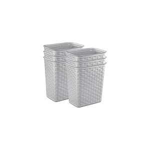 Sterilite Lot de 6 corbeilles tissées de 3,4 gallons, petite poubelle décorative pour salle de bain, chambre, dortoir ou bureau, gris