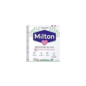 Désinfectant linge | Pastilles de désinfection pour le linge | Elimine 99,9% des Germes, Virus et Bactéries | Sans Javel | Parfum Menthe | 12 Comprimés | Milton